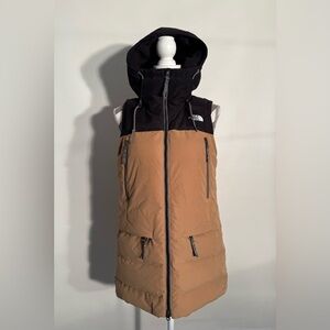 THE NORTH FACE WOMENS PALLIE WATERPROOF 550 DOWN VEST-BRIGHT KHAKI/BLACK- XS